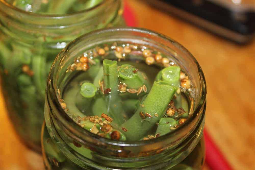 Store green beans in jar